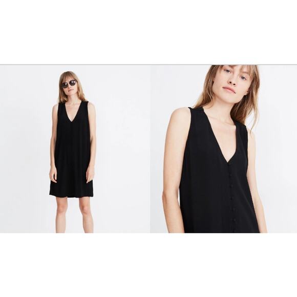 Madewell Black Heather Button-Front Dress Size Extra Extra Small - Picture 1 of 9